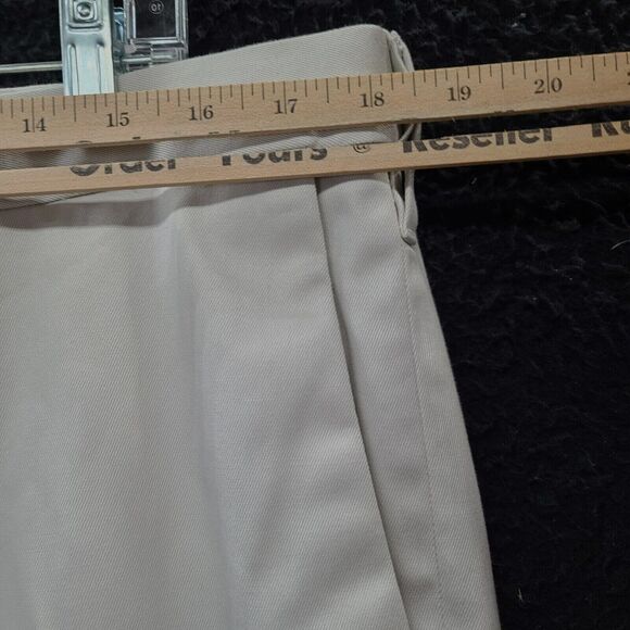 Haggar Mens Dress Pants Beige Size 38 Cotton Blend Button Zip Pockets Stretch - Picture 4 of 12